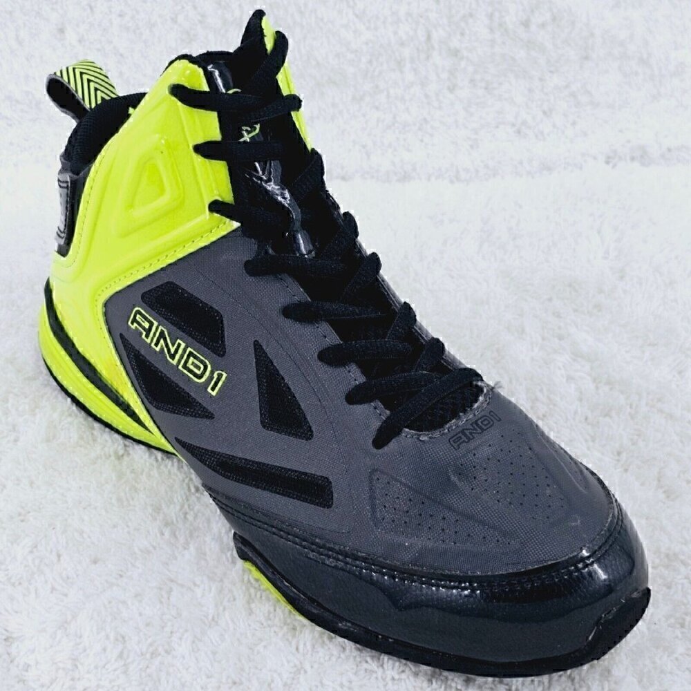 AND1 36159635 Basketball Shoes Size 6 Youth Black Yellow High Top Lace up
